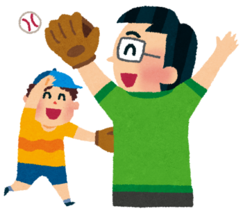 いらすとやの画像 男の子と父親がキャッチボールをしているイラスト